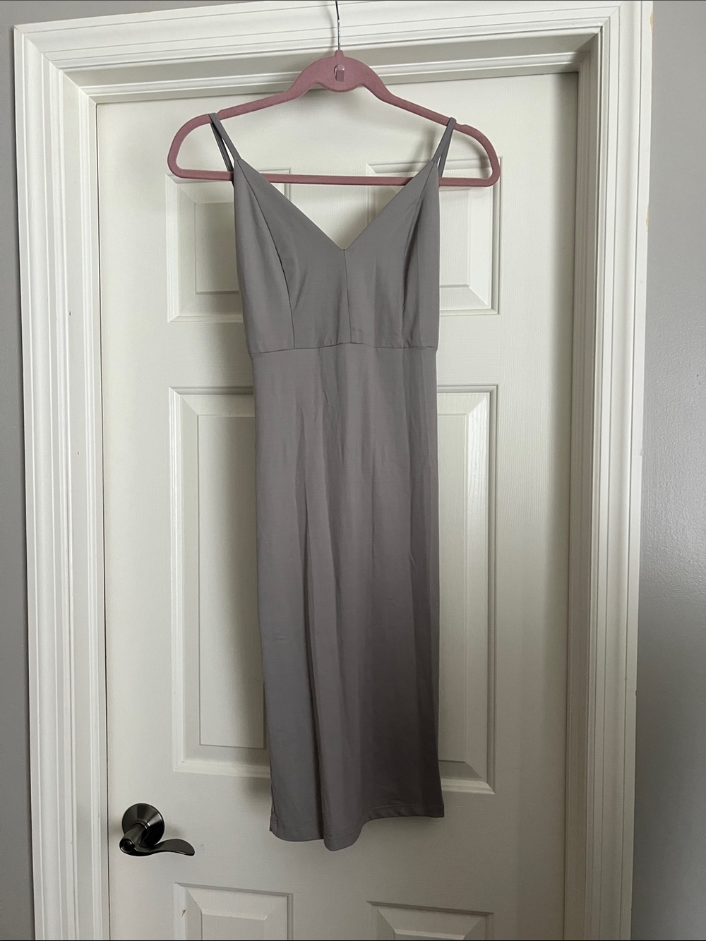 Solemio Slip Midi Dress in Light Gray